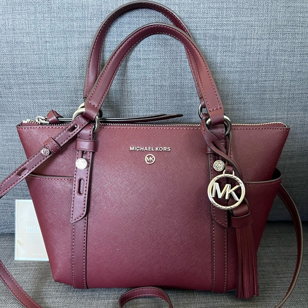 NWT MICHAEL KORS SULLIVAN SMALL CONVERTIBLE TOP ZIP LEATHER TOTE